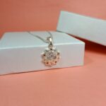 Pure Silver Om Pendant with Red & Pink CZ – Lotus Mandala Design