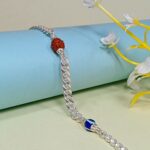 Pure Silver Rudraksha & Evil Eye Beads Bracelet for Men