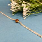 Elegant Pure Silver Bracelet with Tiger Eye Bead