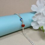 Single Evil Eye And Rudraksha Pure Silver Bracelet