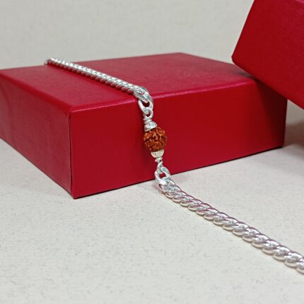 Pure Silver Rudraksha Simple Design Bracelet for Men