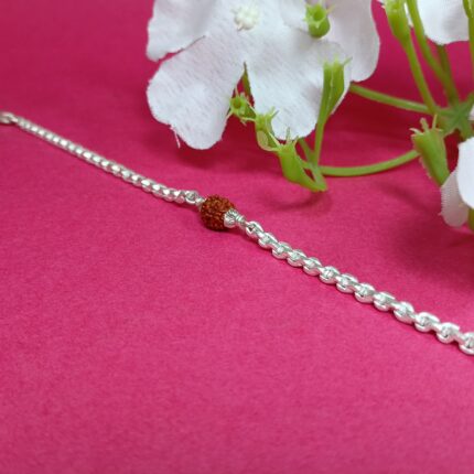 Single Rudraksha Pure Silver Bracelet – Minimal & Spiritual