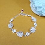 Pure Silver Floral Charm Bracelet
