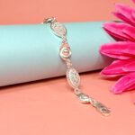 Pure Silver Designer Bracelet – Elegant Textured Oval & Round Charm Design