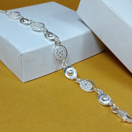 Pure Silver Textured Charm Bracelet