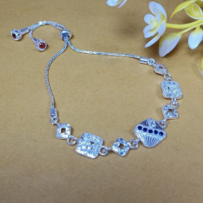 Pure Silver Geometric Charm Bracelet