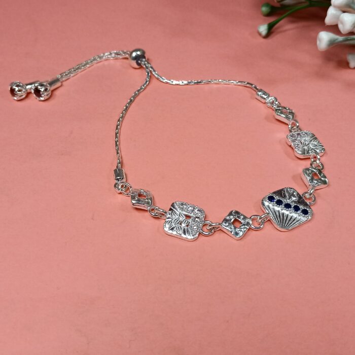 Pure Silver Geometric Charm Bracelet