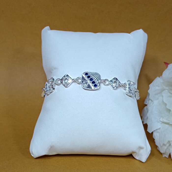 Pure Silver Geometric Charm Bracelet