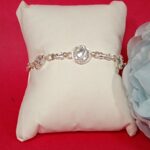 Pure Silver Adjustable Bracelet – Graceful Heart & Bow Charm Design for Women