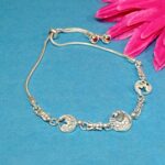 Pure Silver Adjustable Bracelet – Graceful Heart & Bow Charm Design for Women