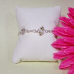 Emerald Bloom Pure Silver Bracelet – Adjustable Artistic Charm Design