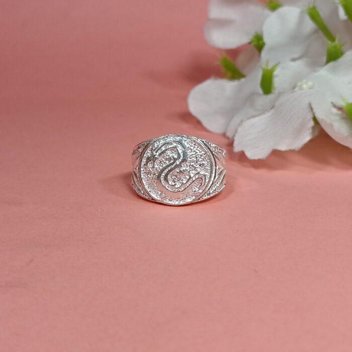 Pure Silver Snake Design Ring – Bold Textured Craftsmanship