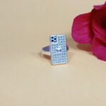 Pure Silver Smartphone-Inspired Ring – Modern CZ Studded Design