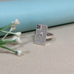 Pure Silver Smartphone-Inspired Ring – Modern CZ Studded Design