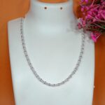 Pure Silver Cylindrical CZ Chain – Elegant Sparkling Design