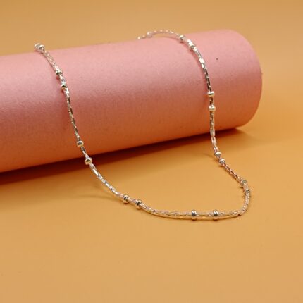 Pure Silver Beaded Link Chain