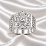 Pure Silver Heritage Ring – Bold Engraved Design