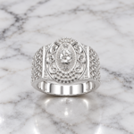 Pure Silver Heritage Ring – Bold Engraved Design