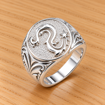 Pure Silver Snake Design Ring – Bold Textured Craftsmanship