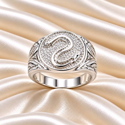 Pure Silver Snake Design Ring – Bold Textured Craftsmanship