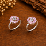 Floral Ruby Pure Silver Toe Ring
