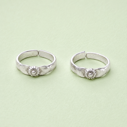 Pure Silver Simple Floral Toe Rings