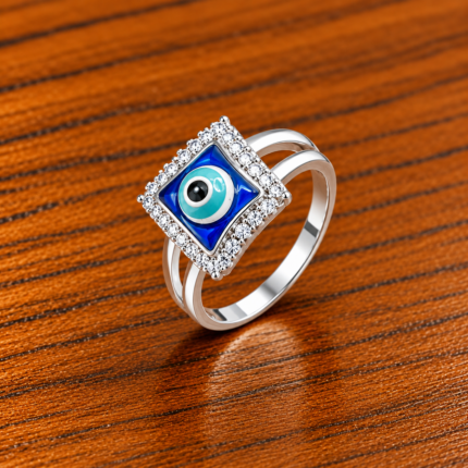 Evil Eye Charm Silver Ring