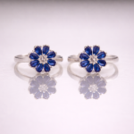 Blue Floral Pure Silver Toe Ring