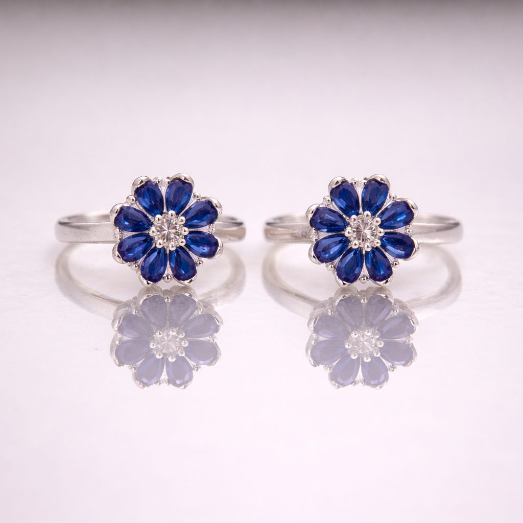 ChatGPT Image Feb 1, 2026, 07_44_27 PM Blue Floral Pure Silver Toe Ring