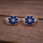 Blue Floral Pure Silver Toe Ring