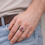 925 Silver Pink Stone Ring