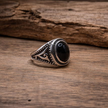 925 Silver Vintage Black Onyx Ring