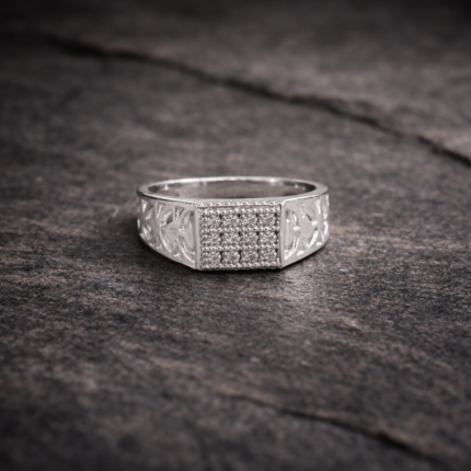 Regal Grid Pure Silver Ring