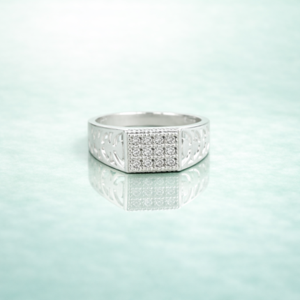 Regal Grid Pure Silver Ring