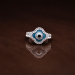 Floral Evil Eye Ring Pure Silver