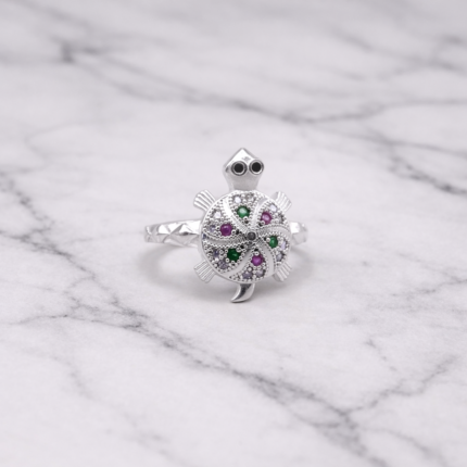 Elegant Silver Turtle Ring