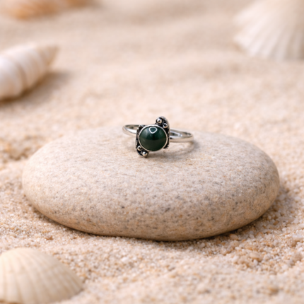 925 Silver Green Stone Classic Ring