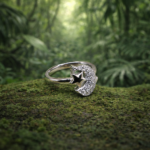 925 Silver Crescent Dolphin Star Ring