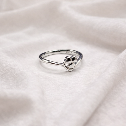 925 Silver Paw Print Heart Ring