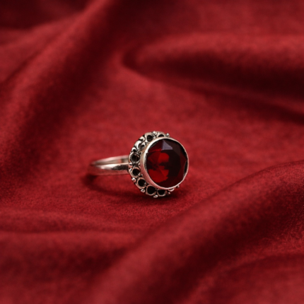 925 Silver Red Stone Ring