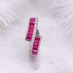 Pink Baguette 925 Silver Ring
