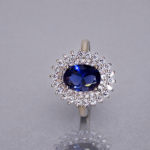 Royal Blue Oval Halo 925 Silver Ring