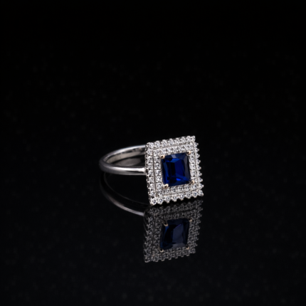 Royal Blue Emerald-Cut 925 Silver Ring