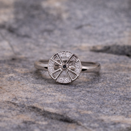 Crystal Bow Disc 925 Silver Ring