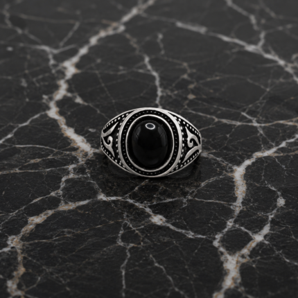 925 Silver Vintage Black Onyx Ring