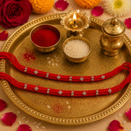 Elegant Silver Rakhi for Brother (2 Pieces)