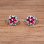Pink Floral Pure Silver Toe Ring