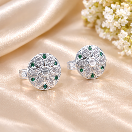 Pure Silver Antique Floral Toe Rings