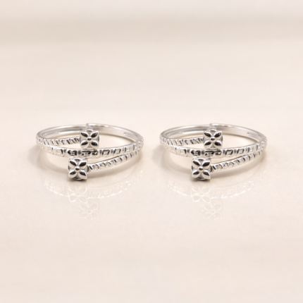 Pure Silver Dual Floral Toe Ring