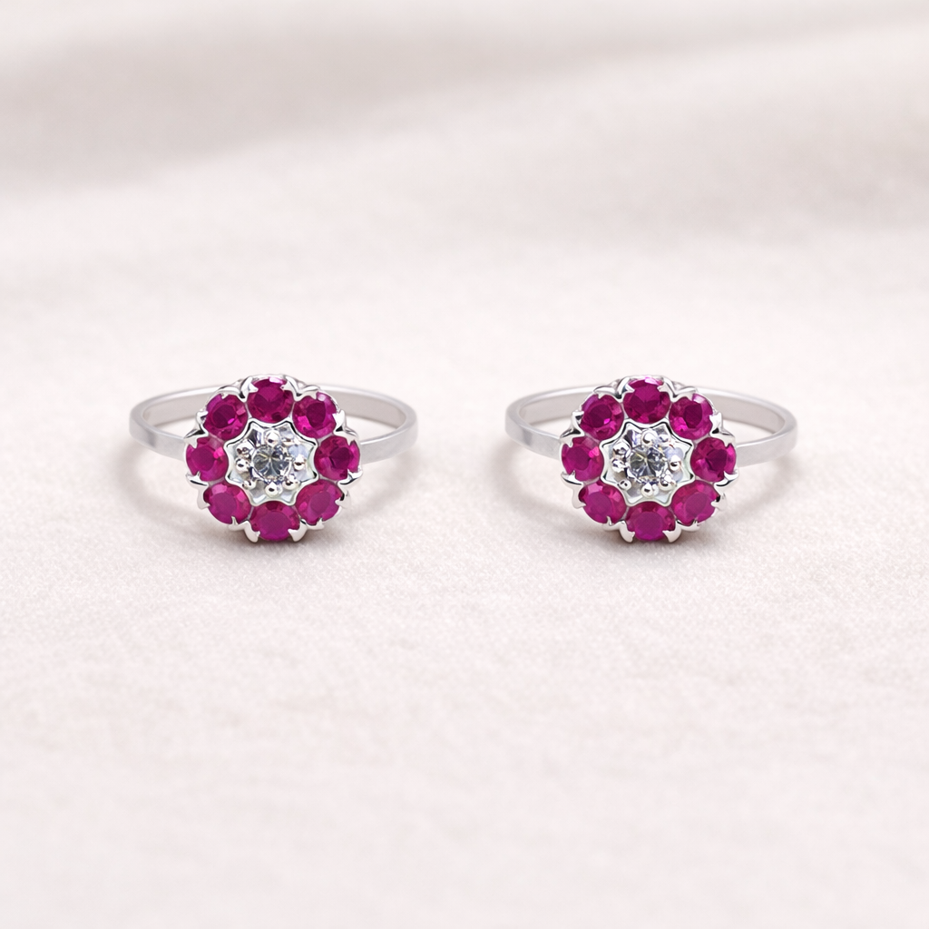 ChatGPT Image Mar 14, 2026, 12_02_25 PM Pure Silver Floral Toe Rings with Ruby Red Stones